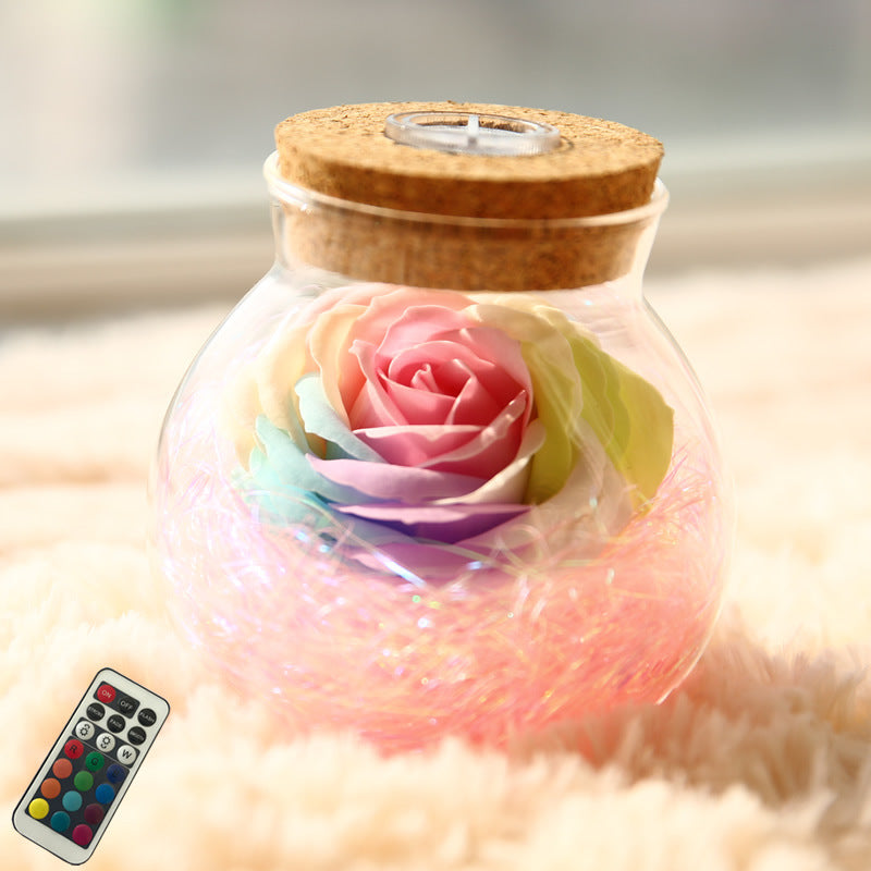 Rose Preserved Soap Flower Wishing Bottle