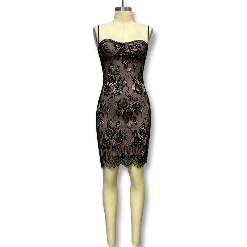 Women's Lace Sleeveless Slim-Fit Dress