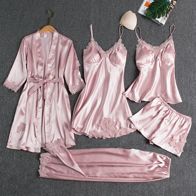 Sleepwear woman summer ice silk sexy and hot bathrobe