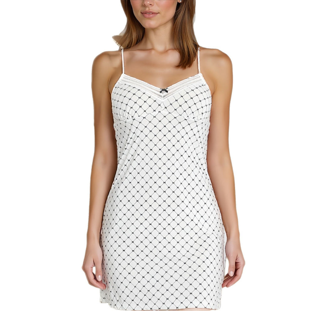 Sexy Women's Pajamas Nightdress Black and White Bow Fashion Sling Slim-fit Slim