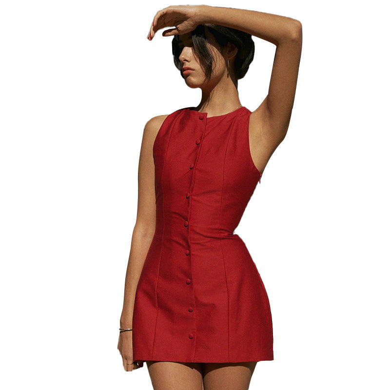 Summer's new slim-fitting sleeveless short skirt