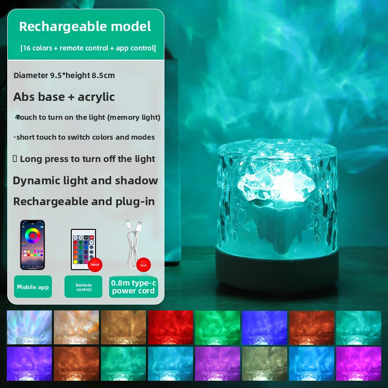 Water ripple bedside night light