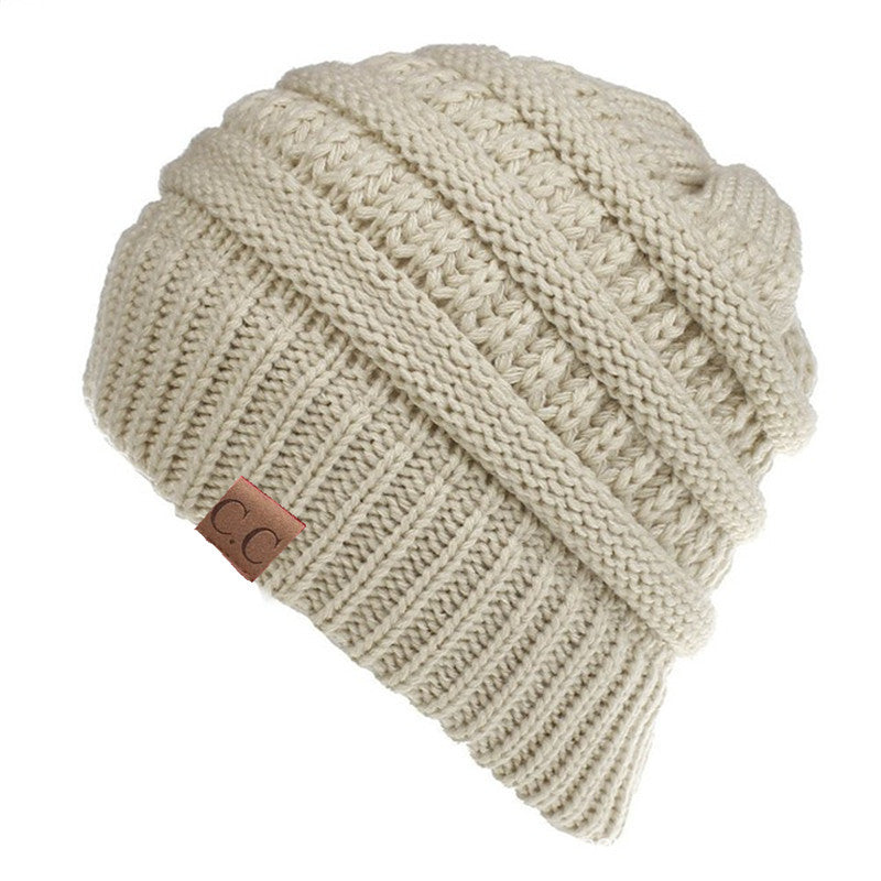 Ponytail Patch Knitted Winter Hat