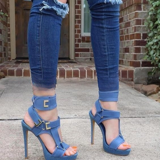 Sexy buckle high heel sandals