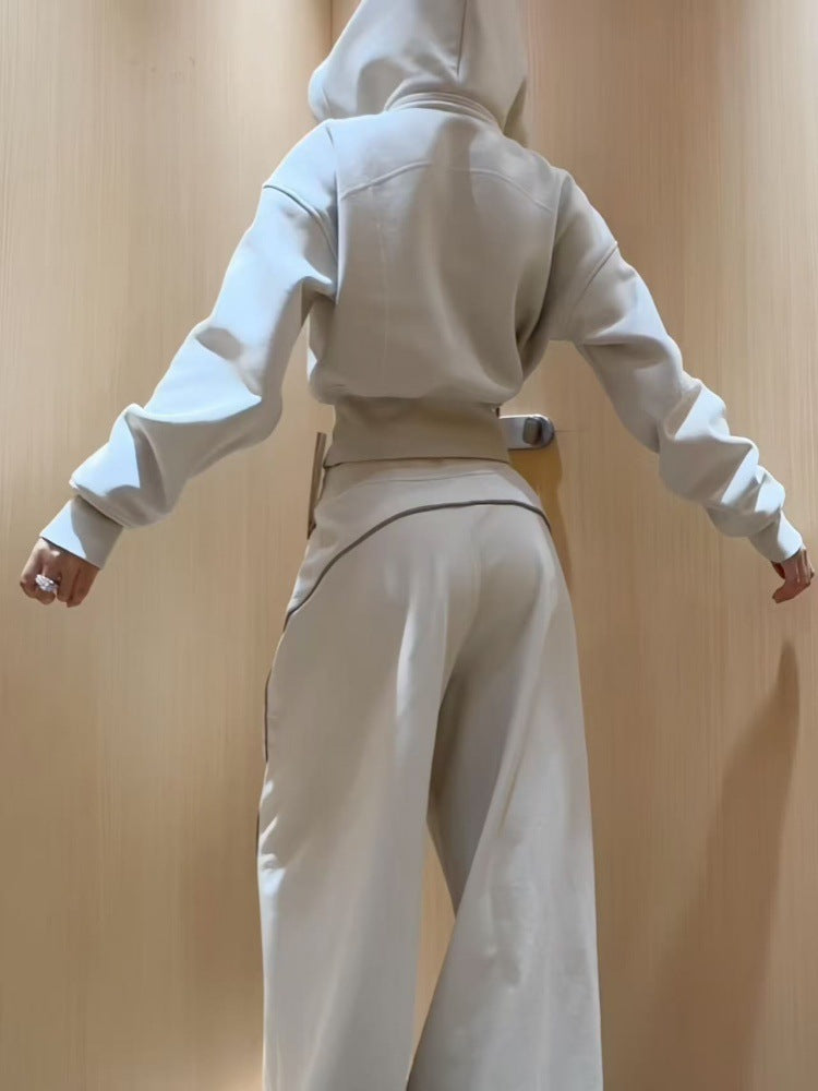 White Gray Casual Sports Suit