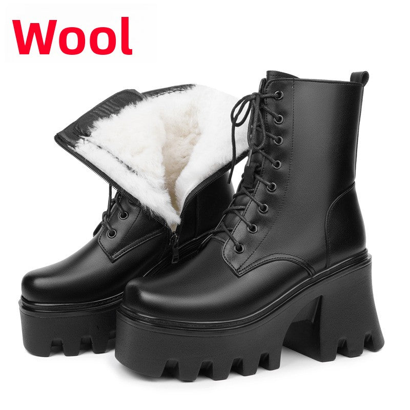 Women's Genuine Leather High-Top Winter Boots