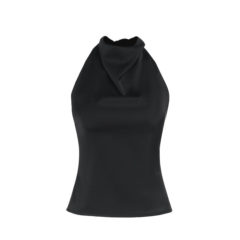 Hot girl all-match satin backless top women