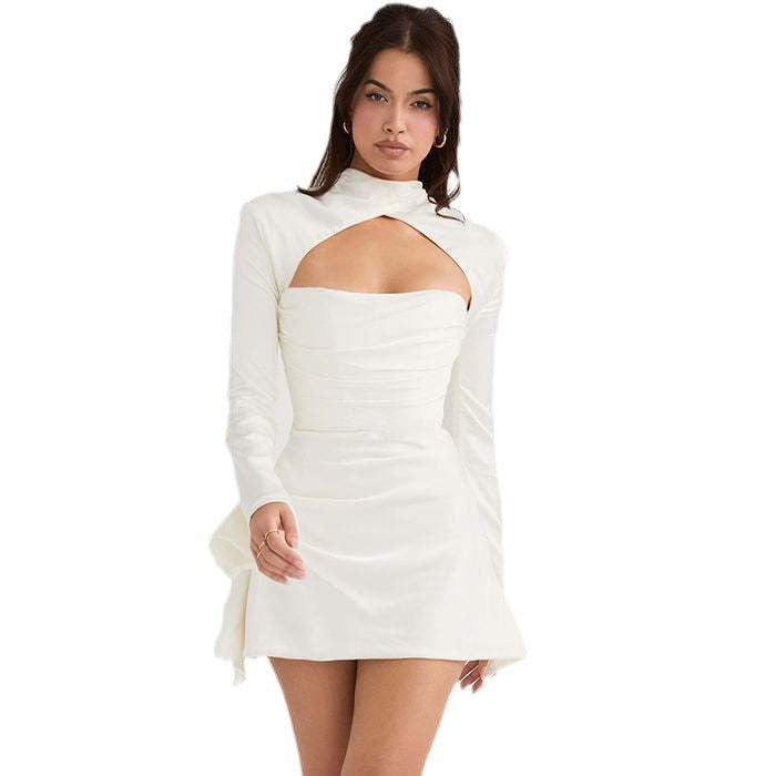 Winter Knitted Sexy Little Dress with Bell Sleeves