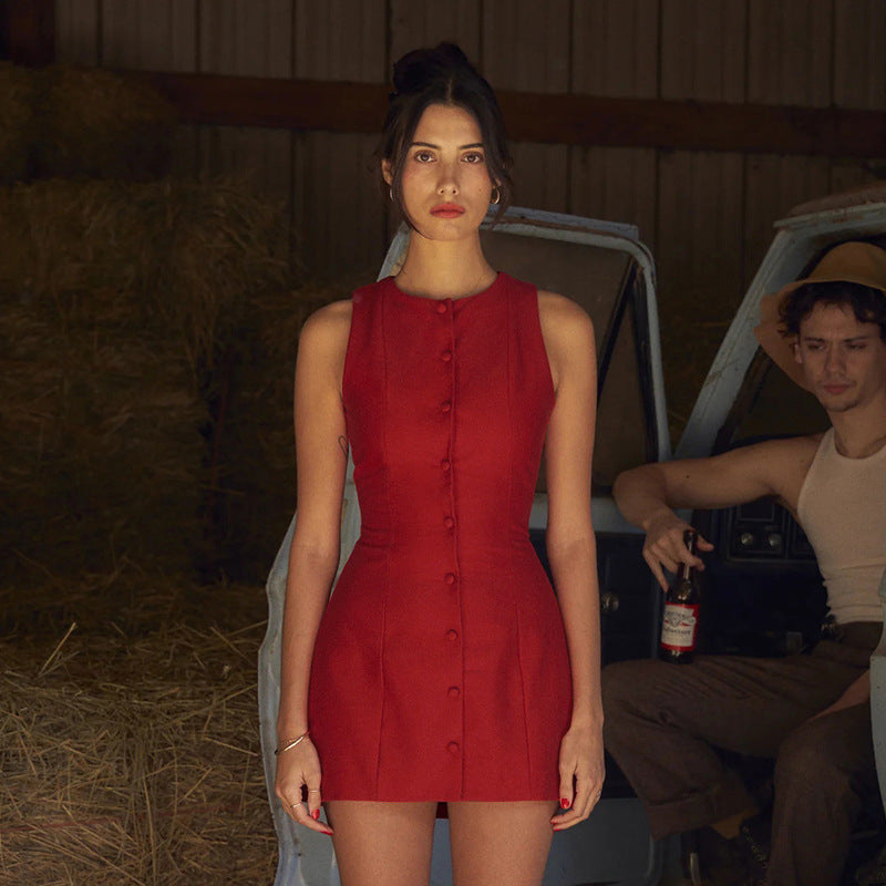 Summer's new slim-fitting sleeveless short skirt