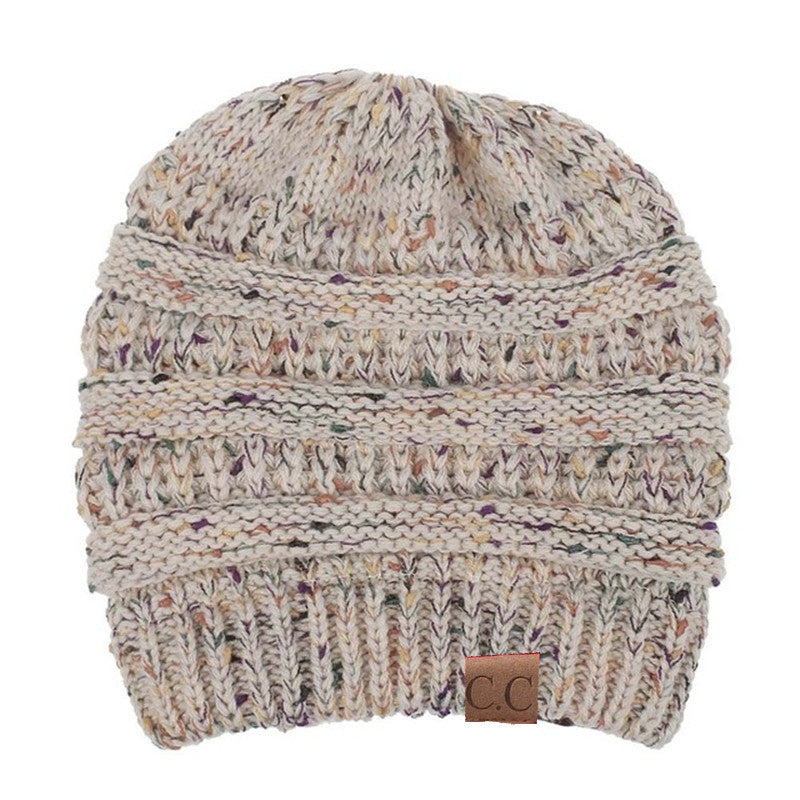 Ponytail Patch Knitted Winter Hat