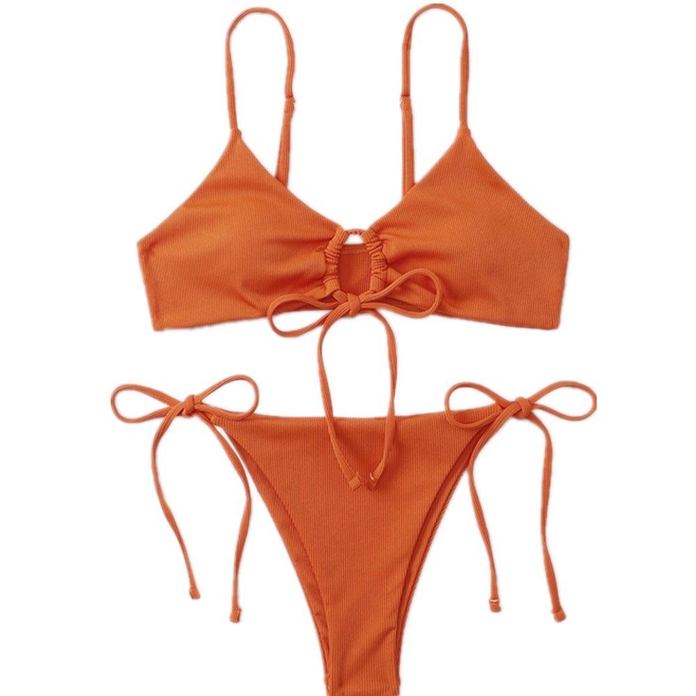 Solid-color triangle bikini