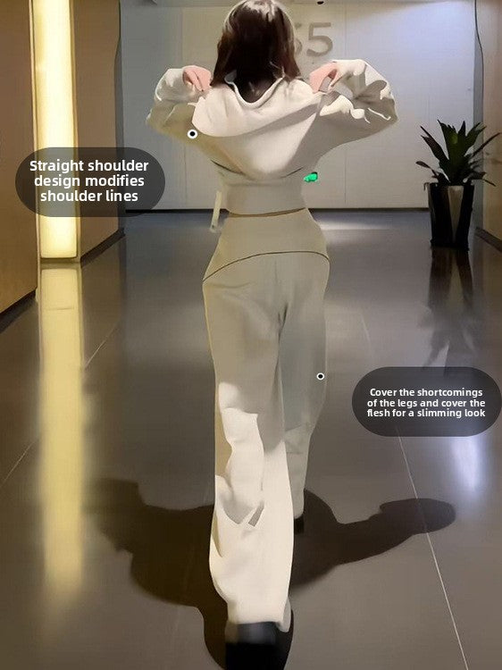 White Gray Casual Sports Suit