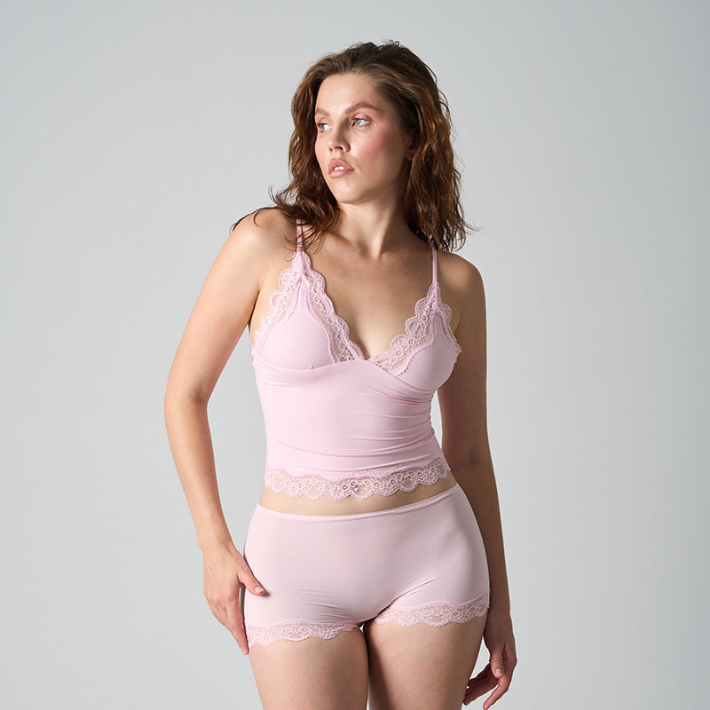 Lace Underwear Set with Camisole and Shorts