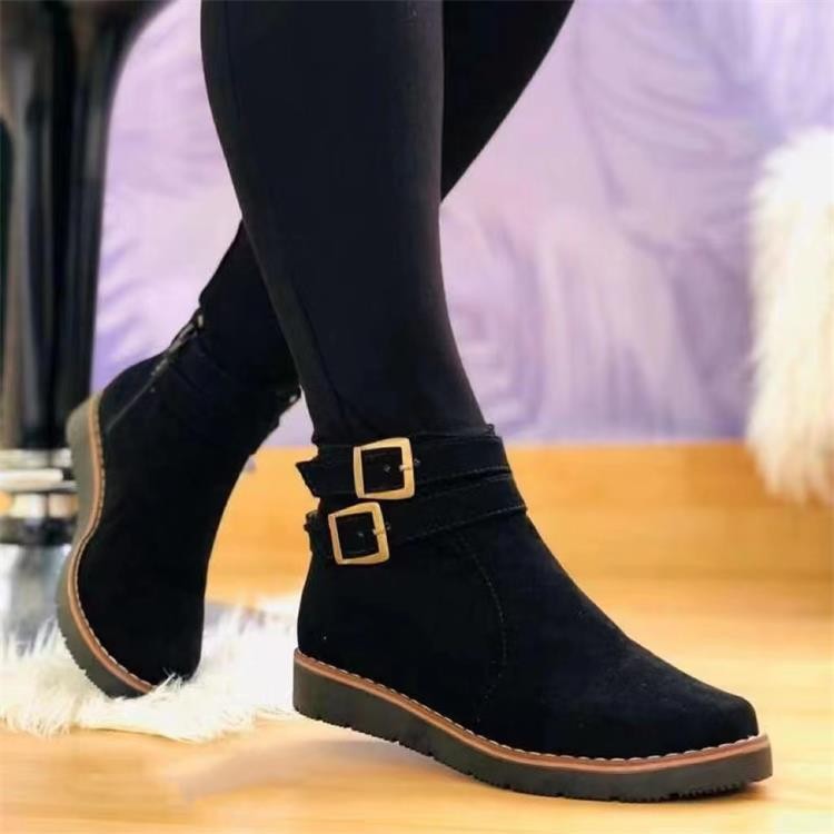 Low-Heel Solid Ankle Martin Boots