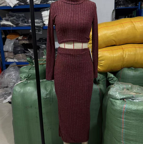 Women's Long-Sleeve Knitted Skirt Suit