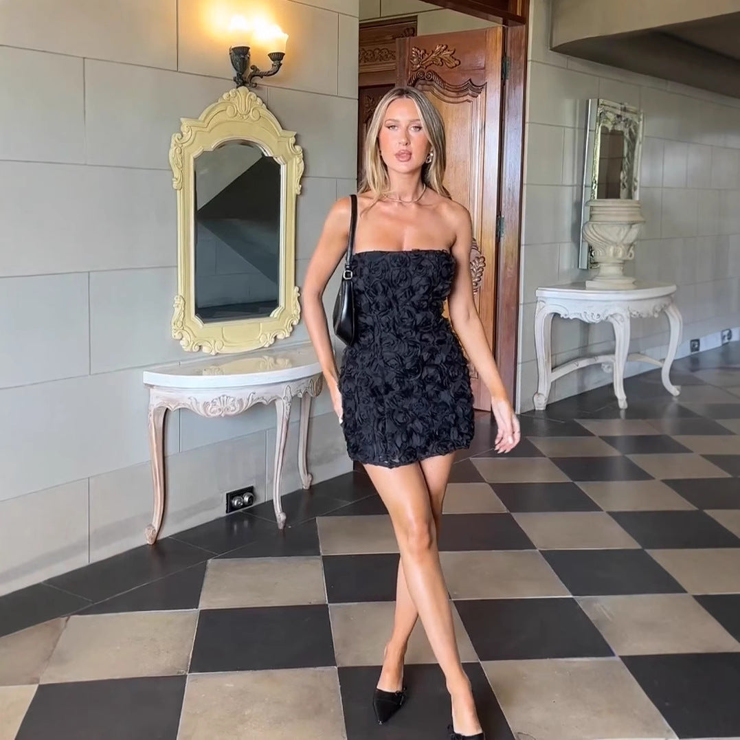 Sexy Strapless Floral Mini Dress