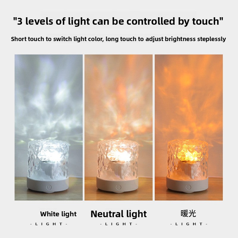 Water ripple bedside night light