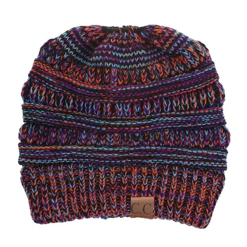 Ponytail Patch Knitted Winter Hat