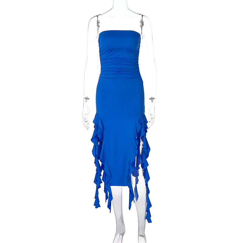 Sexy Tube Top Irregular Hem Dress