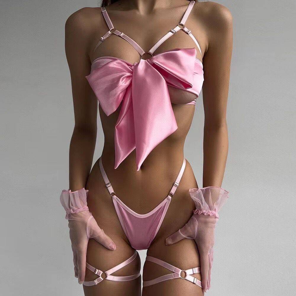 Sexy lingerie with bow-shaped openwork