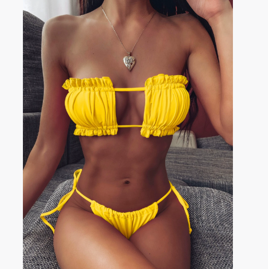 Belted bikini swimsuit