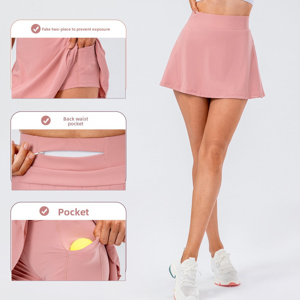 Breathable double-layer fitness tennis skirt