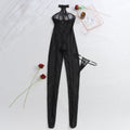 Form-fitting sexy neck-wrap bodysuit