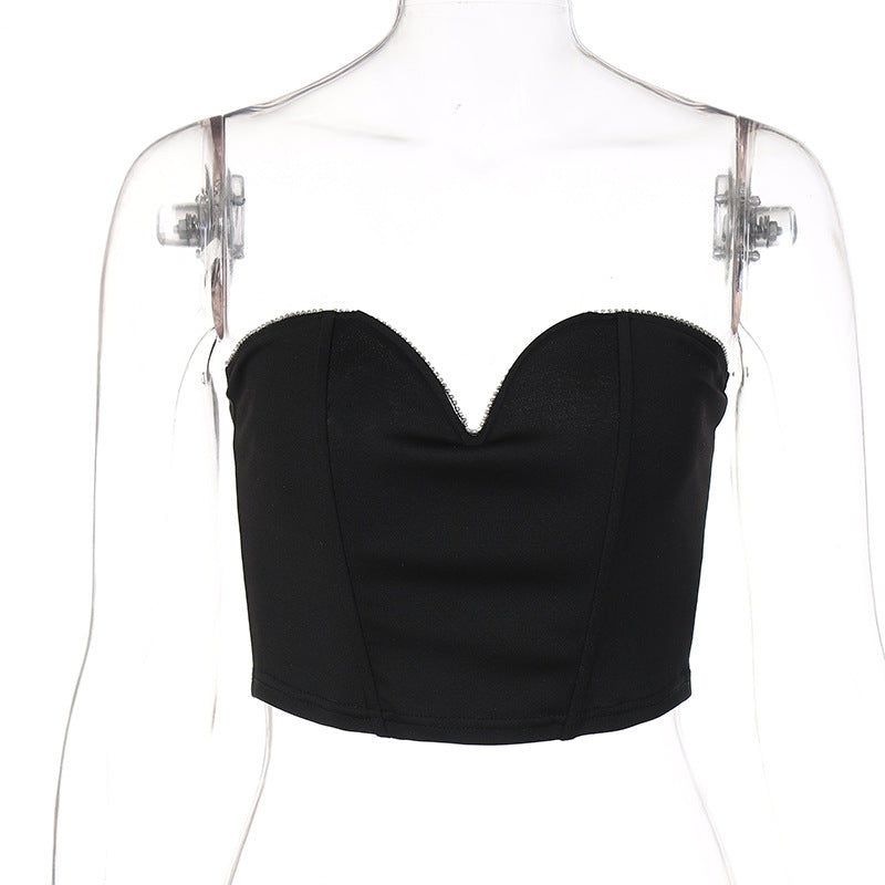 Fashion V-neck slimming and figure-enhancing racerback top