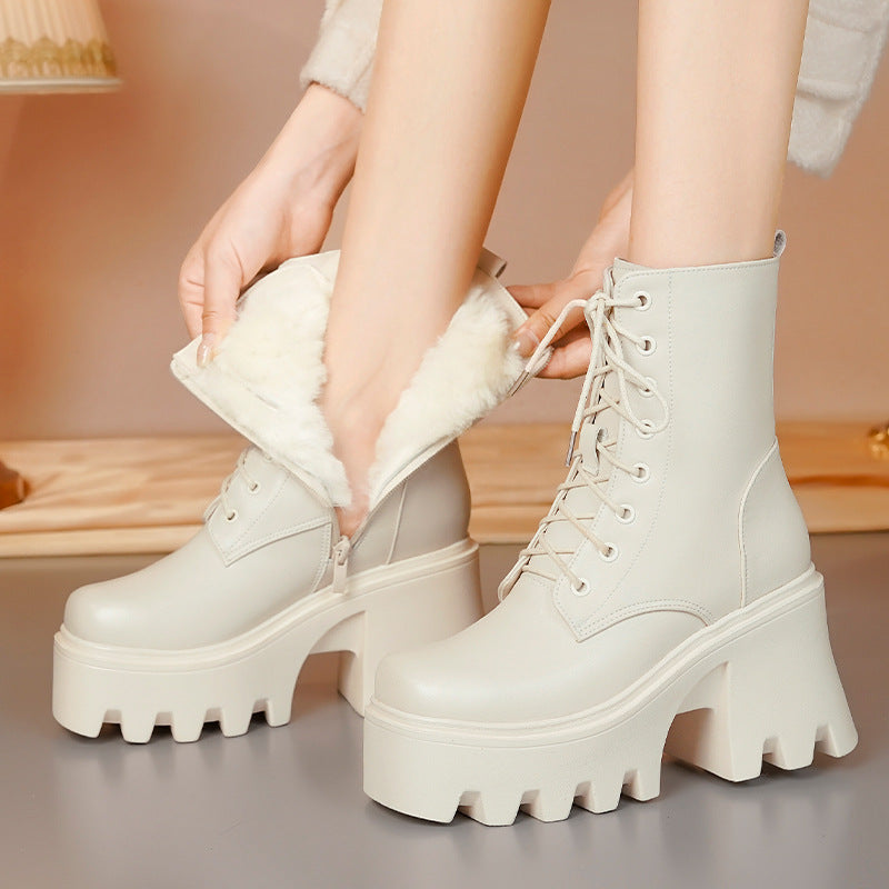 Women's Genuine Leather High-Top Winter Boots
