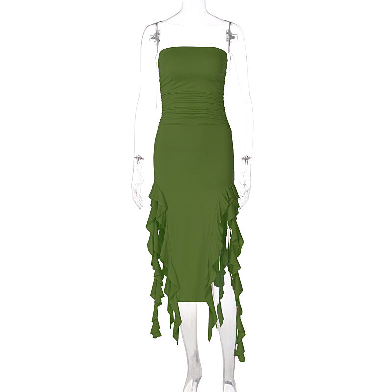 Sexy Tube Top Irregular Hem Dress