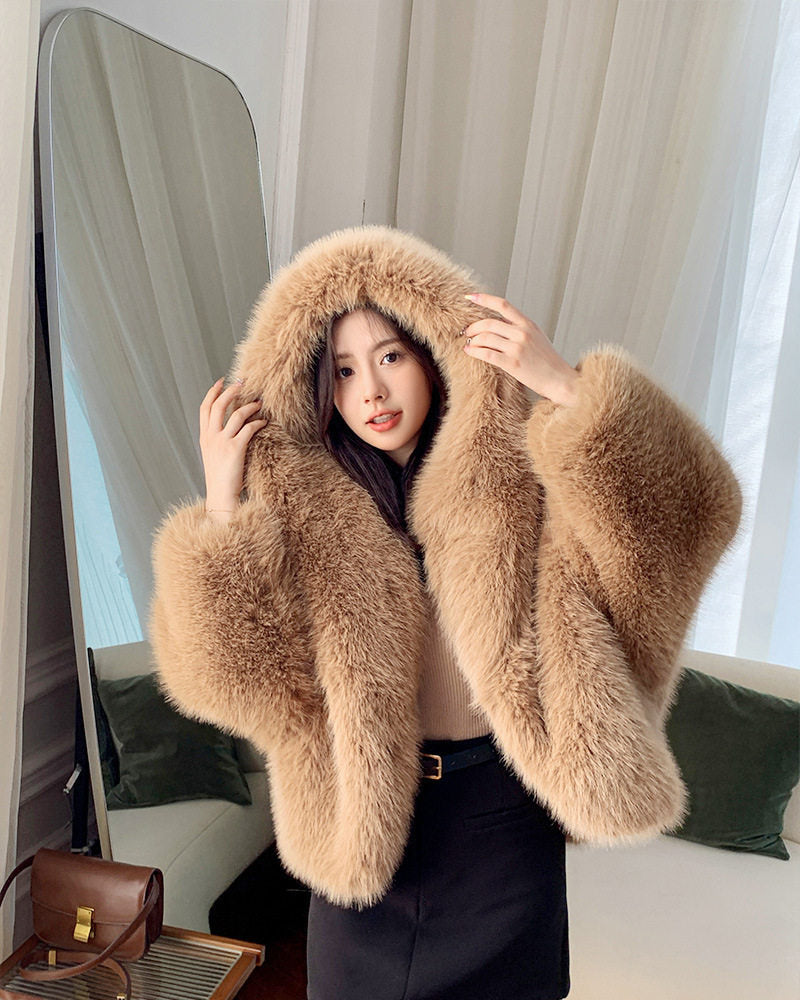 Faux fox fur coat