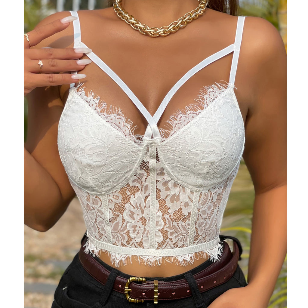 Sexy lace fitted halter bra