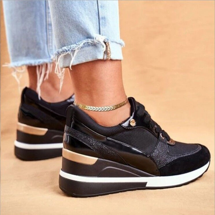 Womens Thick-Soled Casual Shoes with Wedge Heel