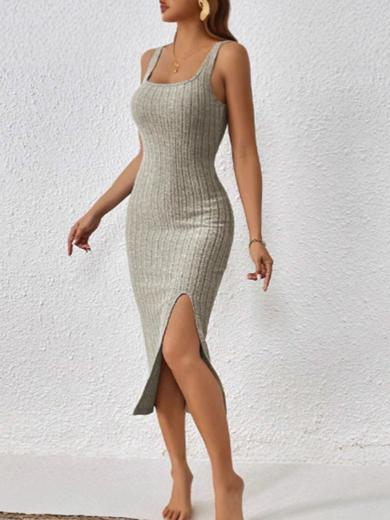A tight-fitting and waist-hugging dress