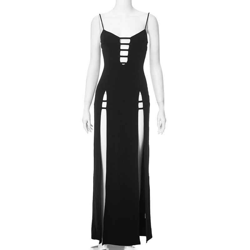 Women's Summer Sexy Strap Hollow Slim-fit High Waist Split Long Dress