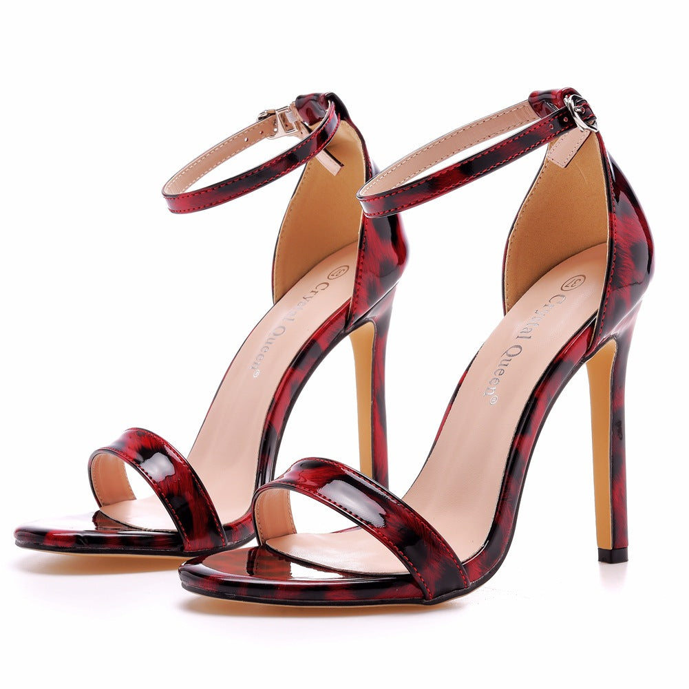 Black large-size high-heeled sandals