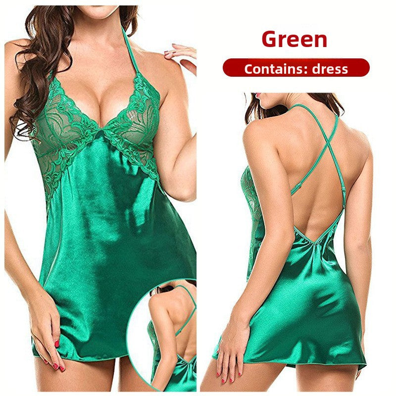 Ice-silk back-crossing nightgown