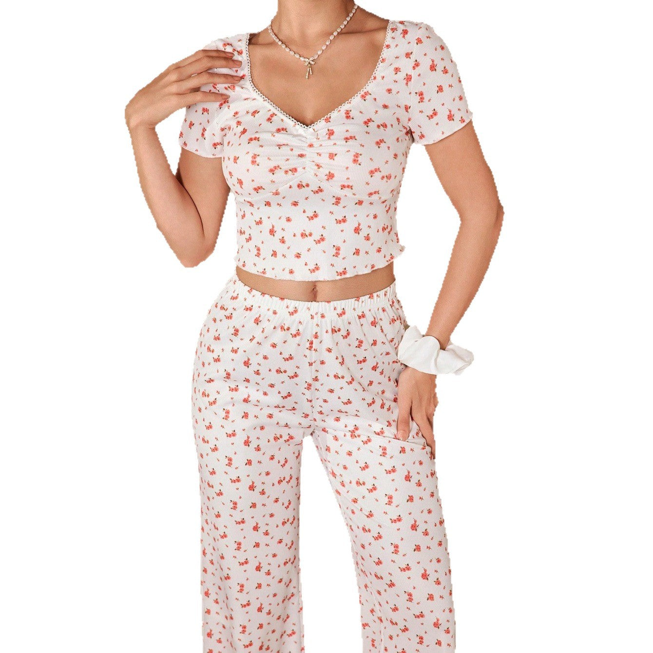 Floral print two-piece set